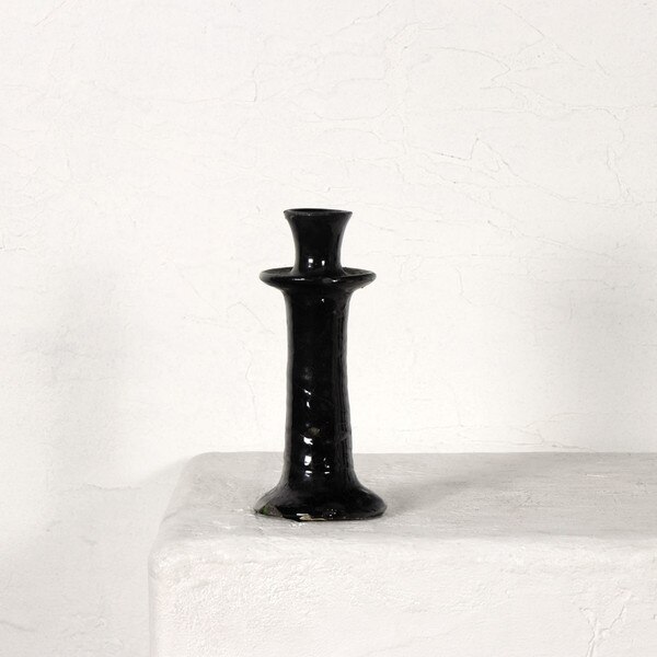 Black Pottery Candlestick